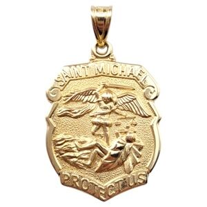 14 Karat Yellow Gold "Saint Michael Protect Us" Archangel  Pendant #20910